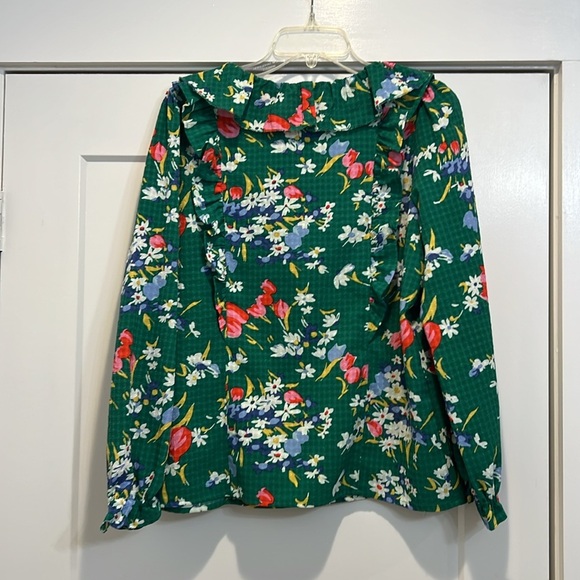 Loft Floral Green Women's Top size small. - Picture 6 of 10